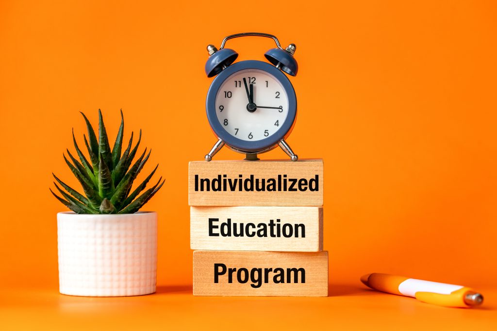 Individualized Education program written on blocks, IEP Symbol